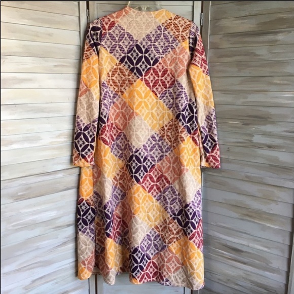 Lularoe Sarah duster cardigan jewel tone diamond size Small 6 8 - Picture 3 of 7